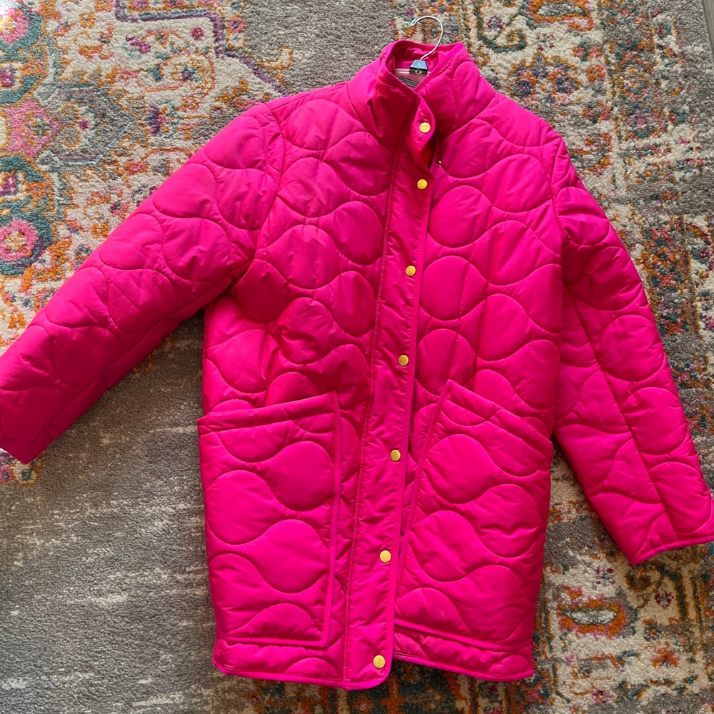 J Crew Hot Pink Quilted Signature Puffer